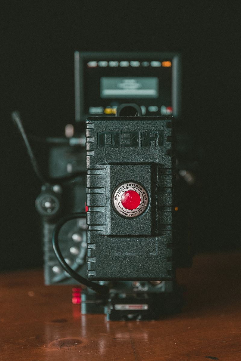 close-up photography of black camera